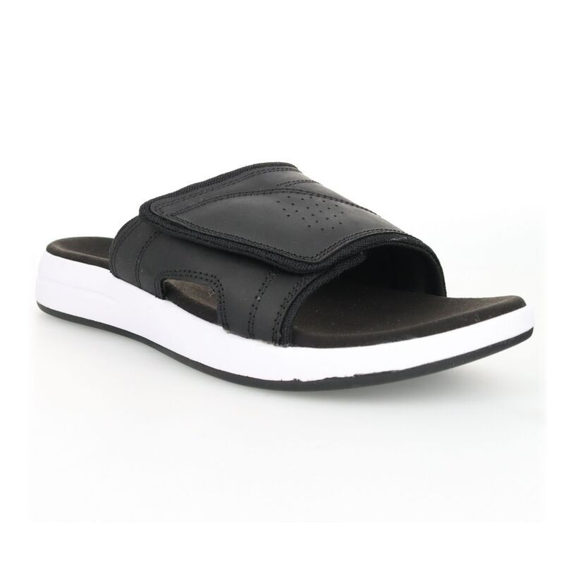 プロペット メンズ シューズ サンダル レザー Propet Emerson Mens Leather Slide Sandals Black ブラック