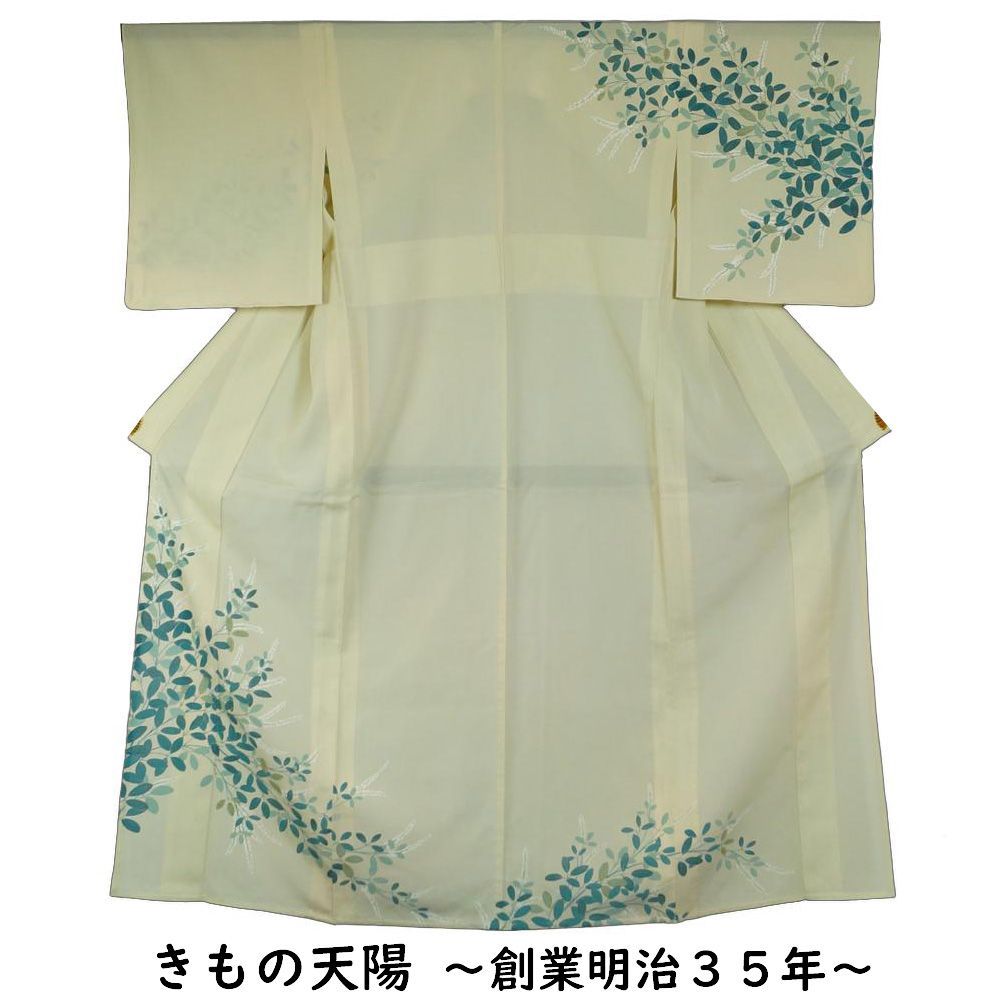 絽　未使用品　訪問着　夏用　萩模様暈し　(カ) スモールサイズ 夏物 絽 付下げ訪問着 萩模様 フローラルホワイト色系 Sサイズ 正絹