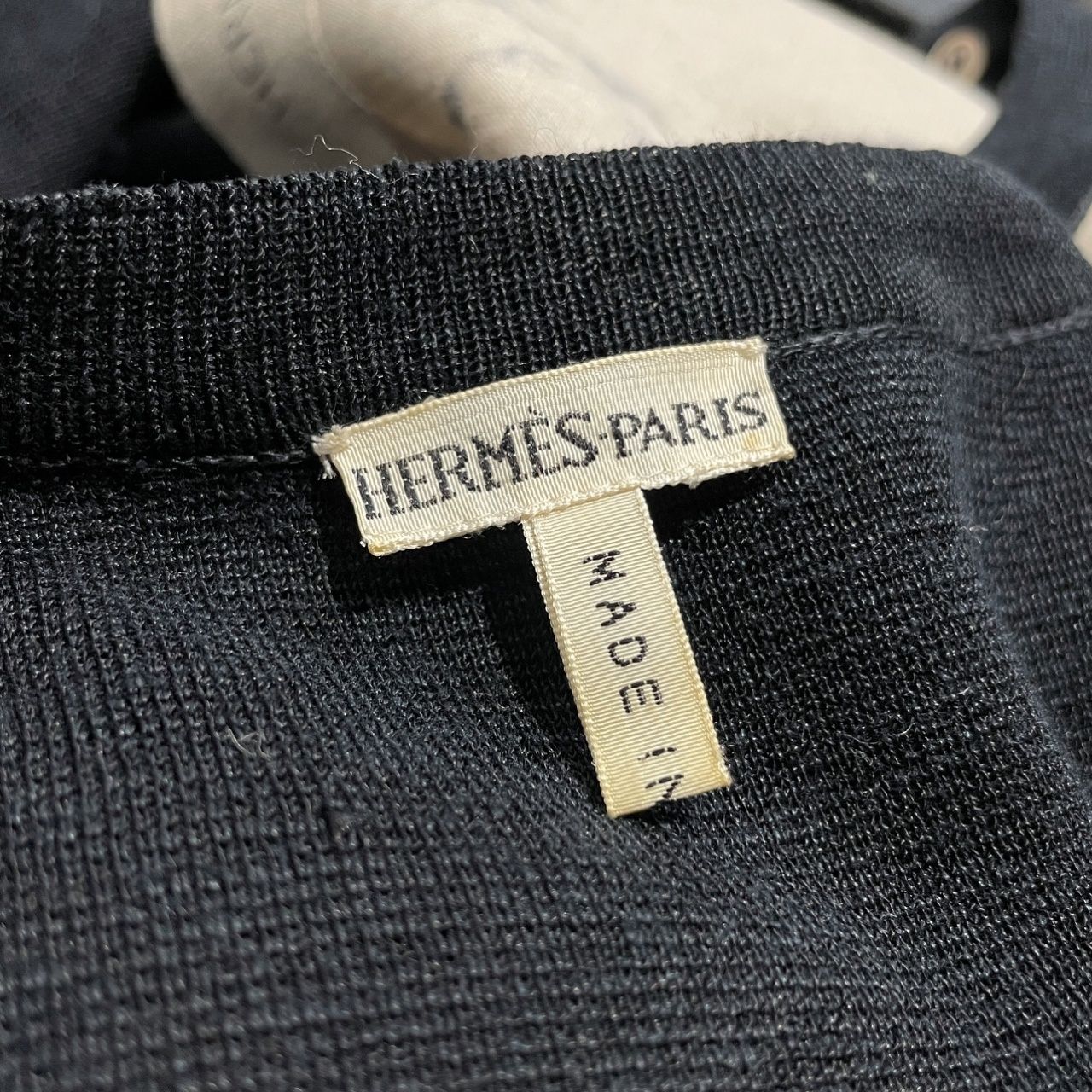 HERMES エルメス リネン切り替えニットカーディガン Cavaleria