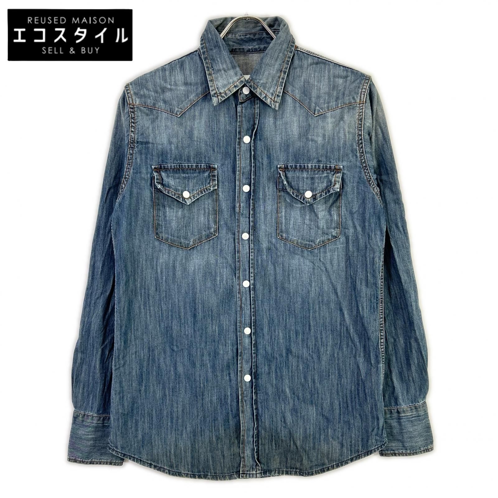 MARTIN MARGIELA　マルタンマルジェラ　S30DL0196 11年 ブルー エルボーパッチデニムウエスタンシャツ　44