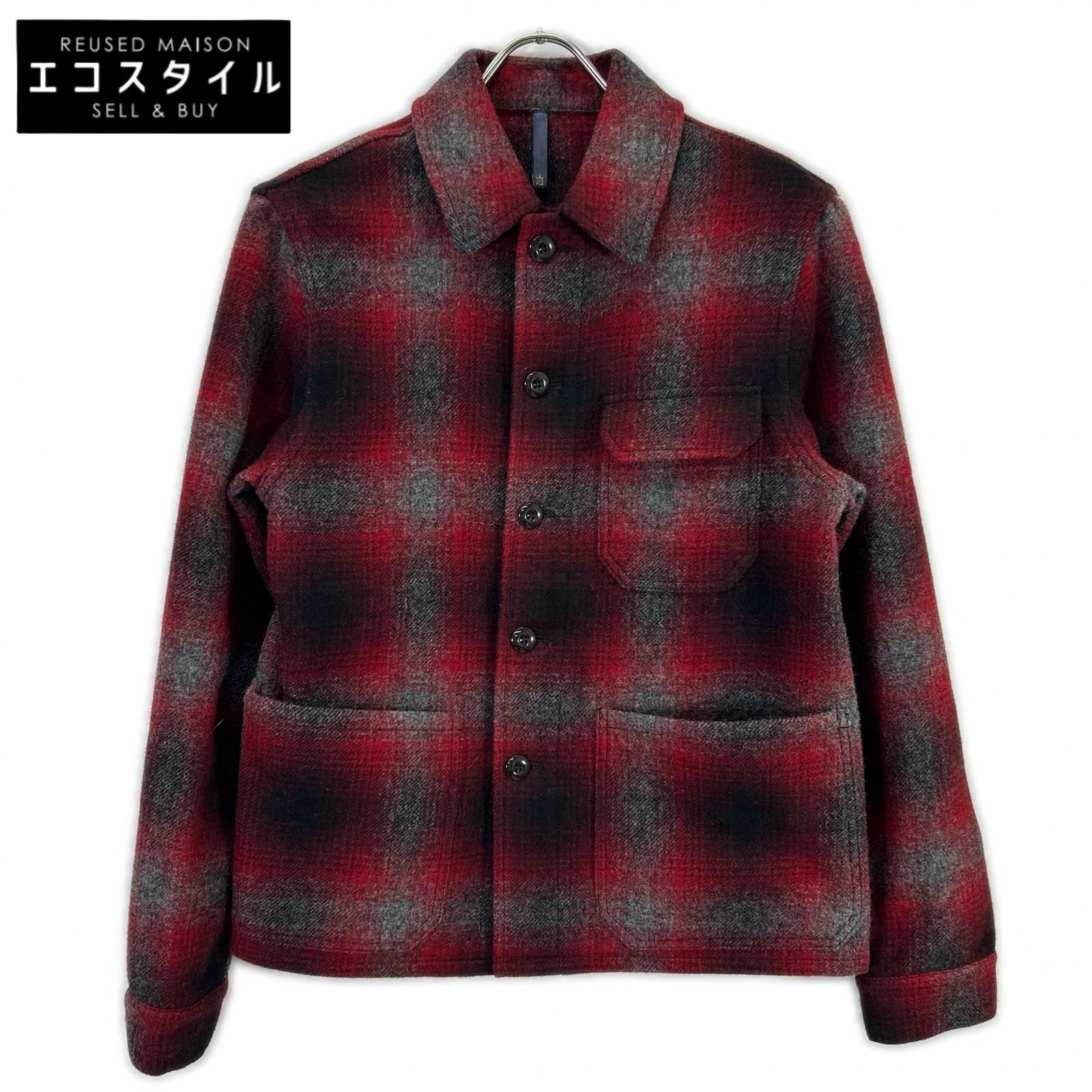 MONTEDORO　モンテドーロ　63M603 M1124 220 レッド チェック カバーオール シャツジャケット
