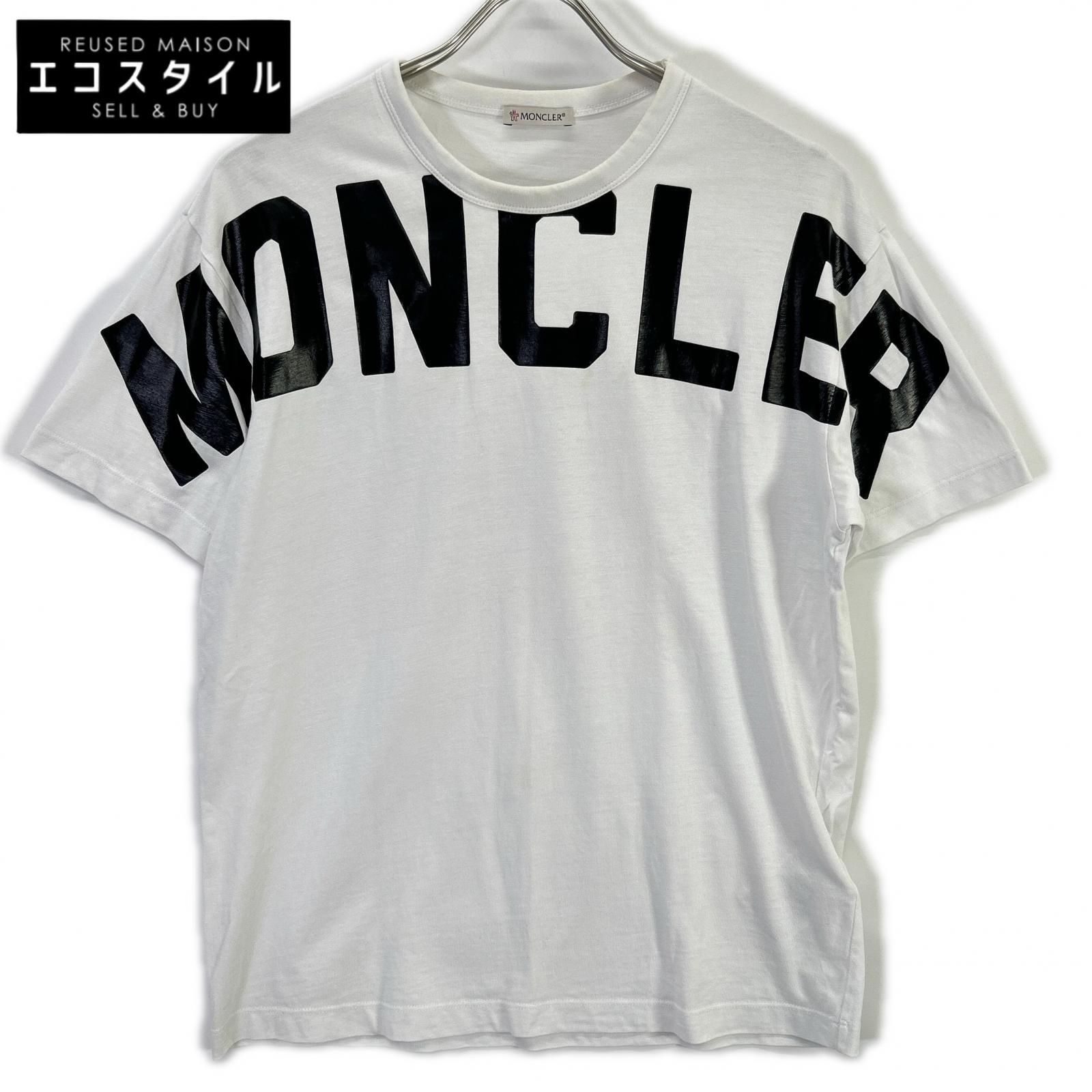 MONCLER　モンクレール　ホワイト コットン MAGLIA T-SHIRT ロゴプリント ショートスリーブカットソー　S