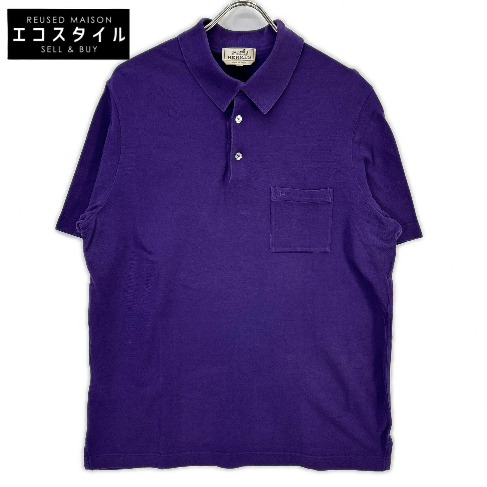 HERMES　エルメス　パープル ポロシャツ　XL
