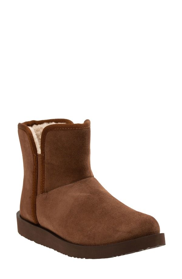 レヴィタライン レディース シューズ サンダル ブーツ レザー Revitalign Fireside Faux Fur Lined Leather Bootie Slipper Bison