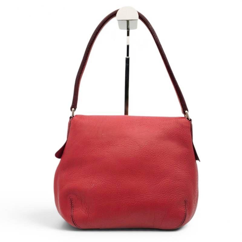 【美品】ハイクラス ショルダーバッグ レザー Hロゴ パンチング レッド HIROFU ヒロフ ペルーシェ ショルダーバッグ Hロゴ ワンショルダー