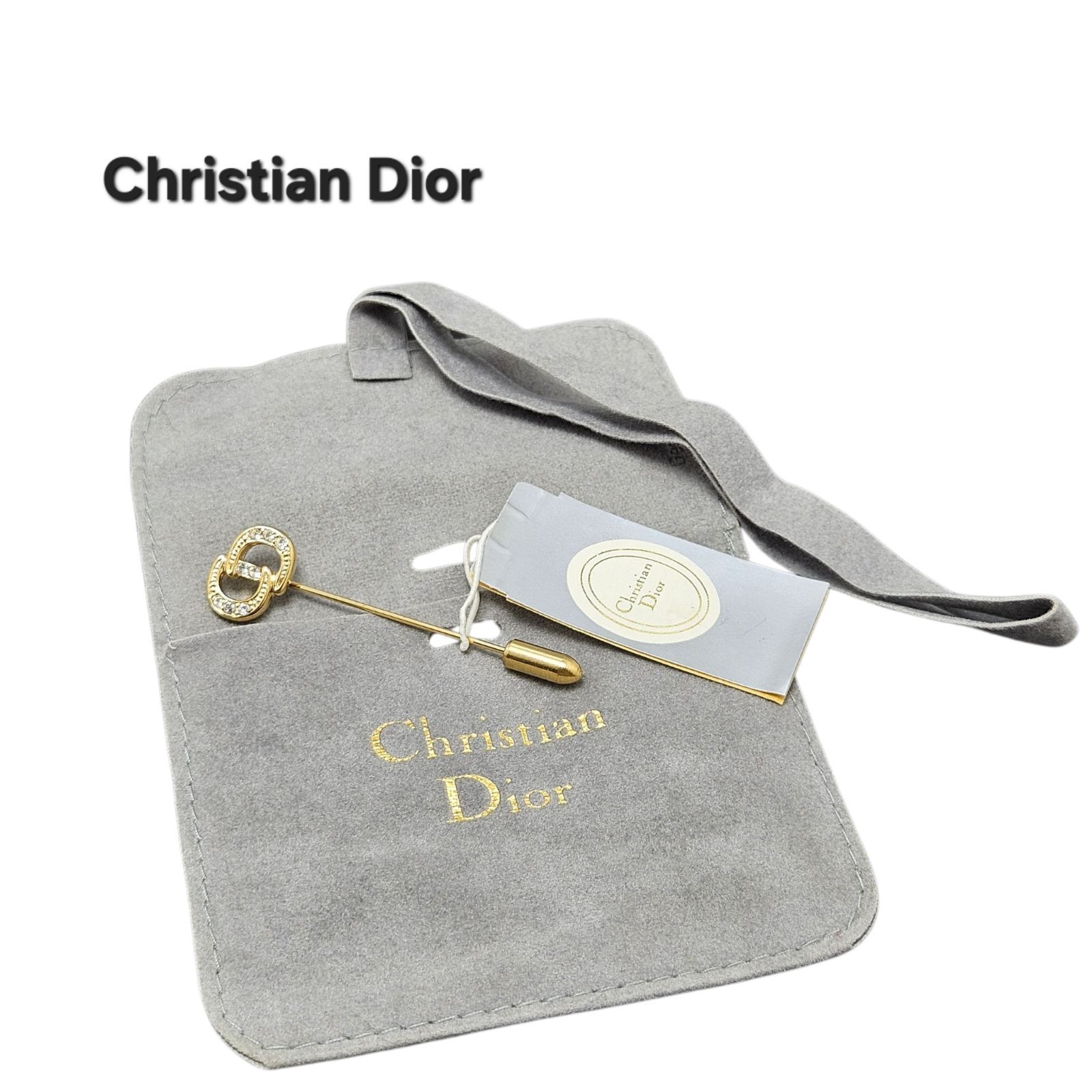 Christian Dior CDモチーフ ブローチ　ラインストーン　刻印 タグ付 美品】Christian Dior ブローチ CD ラインストーン - メルカリ