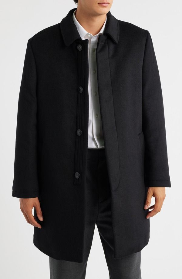 ハート シャフナー マルクス メンズ アウター ジャケット・ブルゾン ウール コート Hart Schaffner Marx Melville Wool Blend Longline Coat Bla