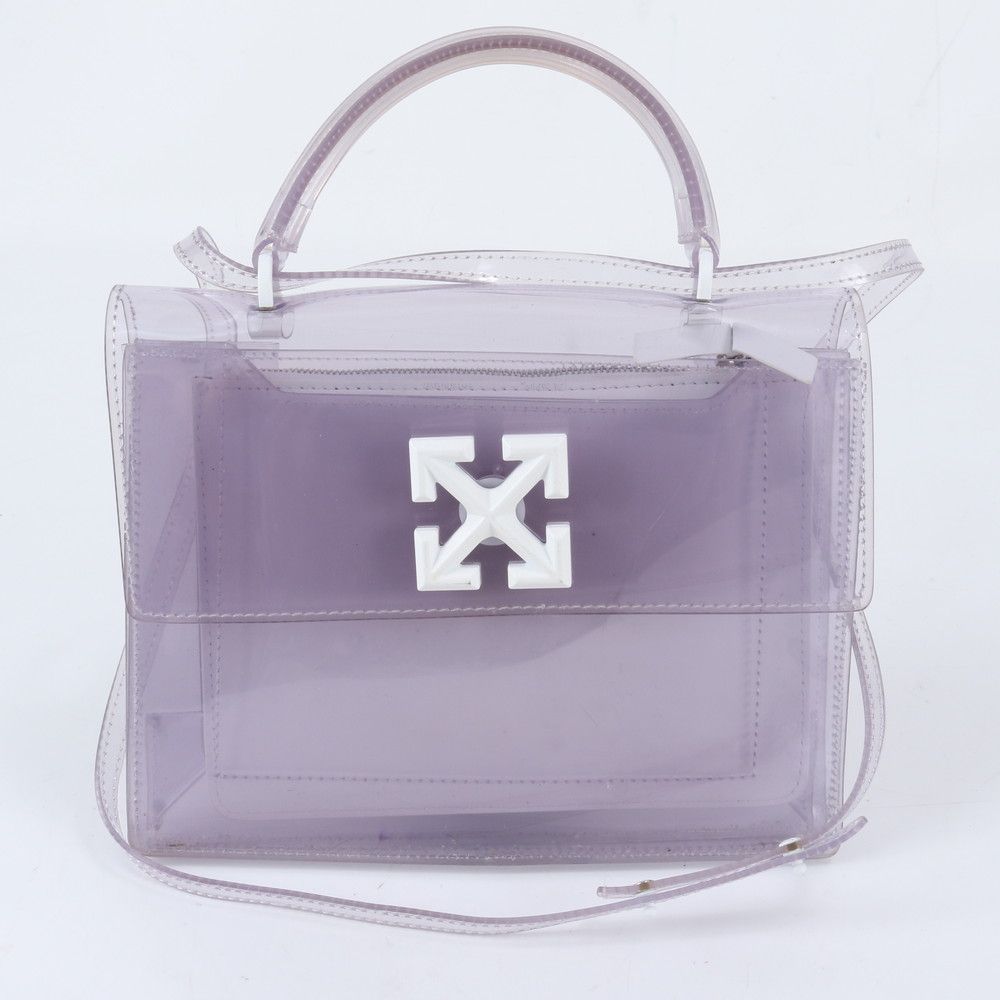 美品 Off-White オフホワイト Jitney 2.8 ジットニー PVC 2WAY ショルダーバッグ 斜め掛け ハンド トート レディース WBM EE25-2【中古】