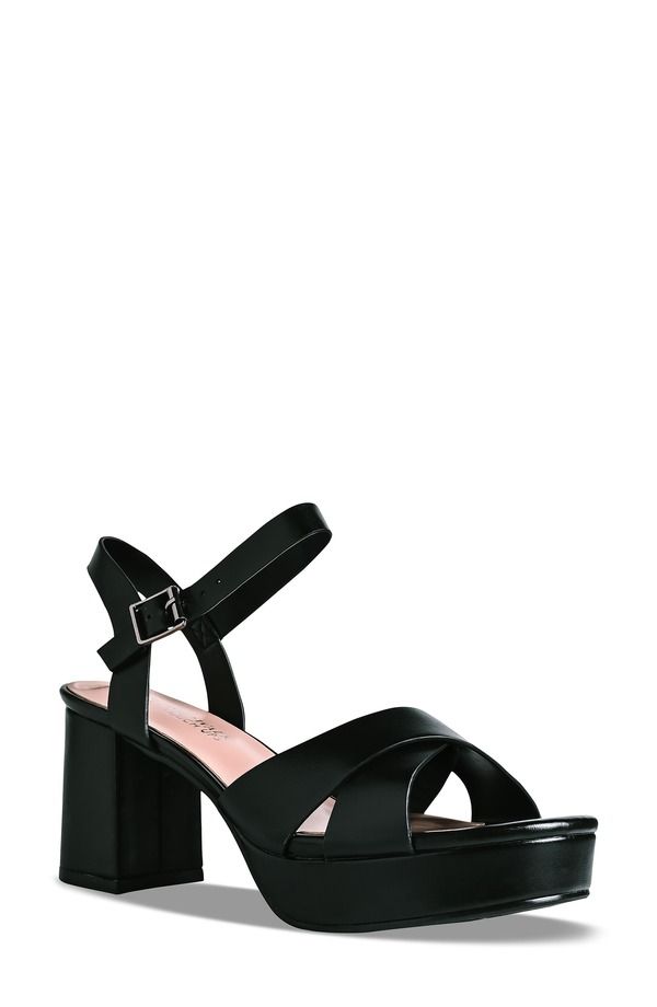 タッチアップ レディース シューズ ヒール プラットフォーム サンダル アンクル Touch Ups Toby Ankle Straplatform Sandal Black ブラック