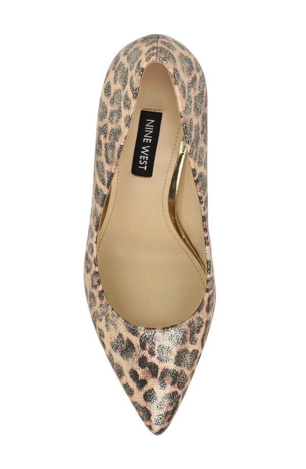 ナインウェスト レディース シューズ ヒール Nine Westatiana Pointed Toe Pump Leopard Gold Shimmer ゴールド