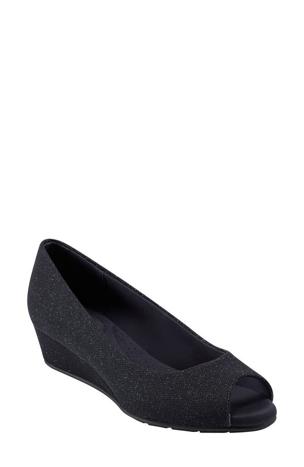 バンドリーノ レディース シューズ ヒール Bandolino Peep Toe Wedge Pump Dark Blue Shimmer ブルー