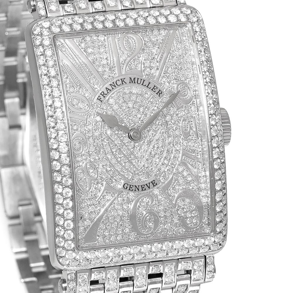 FRANCK MULLER ロングアイランド レリーフ カスタム アフターダイヤモンド 箱・保証書付き Ref.1200SCRELIFE 中古品 メンズ 腕時計 FRANCK MULLER ロングアイランド レリーフ カスタム アフター
