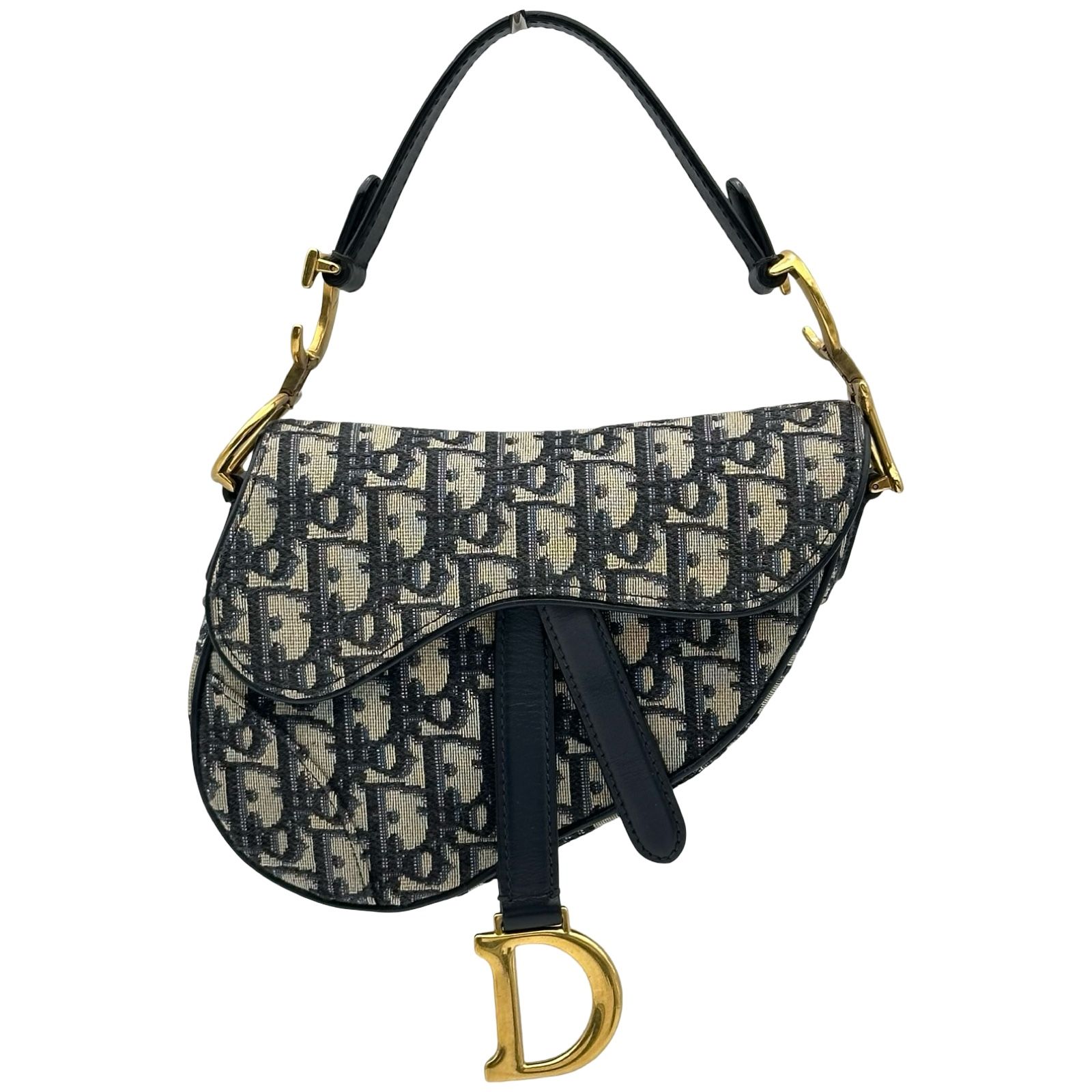 クリスチャン・ディオール Christian Dior ミニサドルバッグ M0447CTZQ ネイビー ゴールド金具 キャンバス レディース ショルダーバッグ