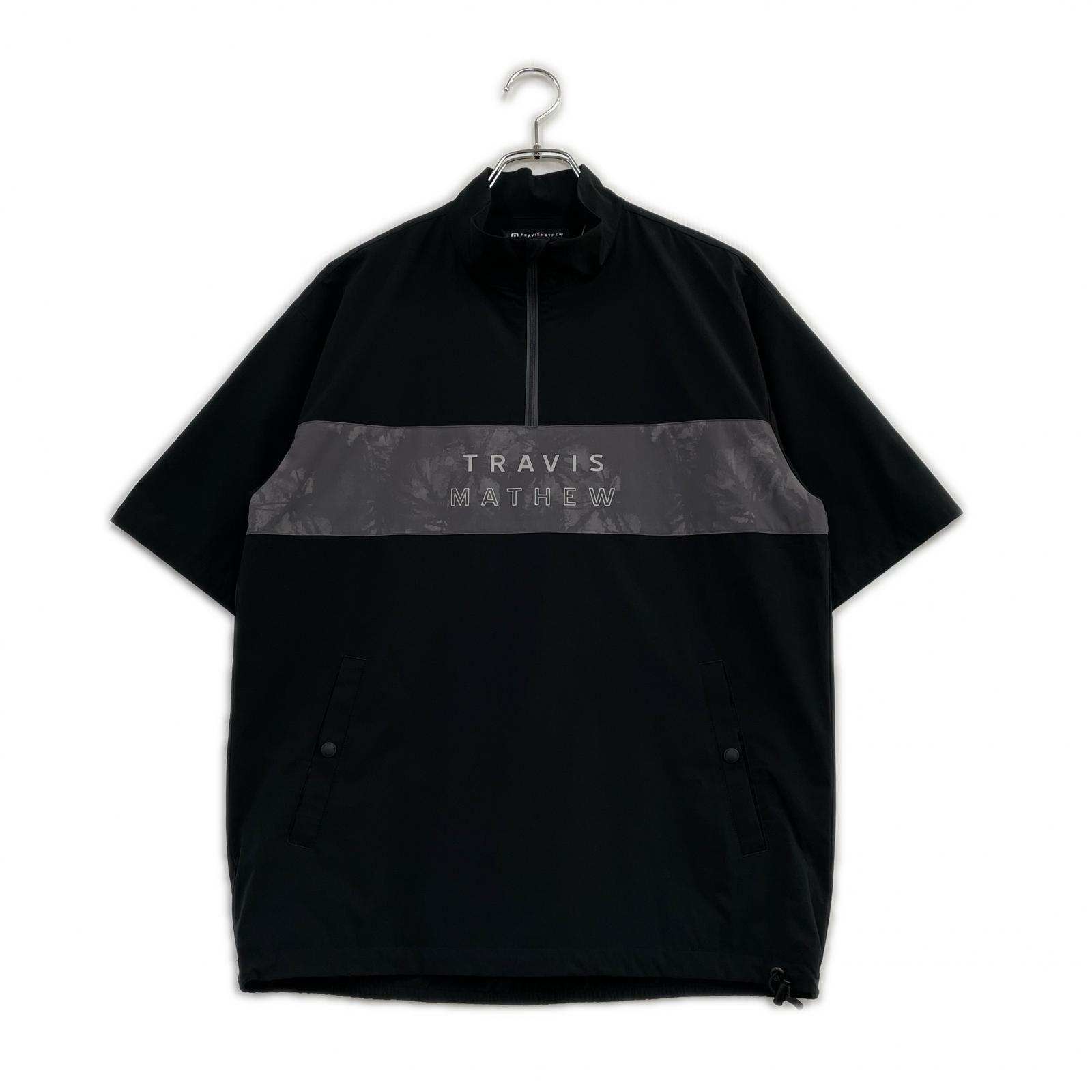 中古 メンズ トラビスマシュー TRAVIS MATHEW ハーフジップアウター M 黒 ブラック 半袖
