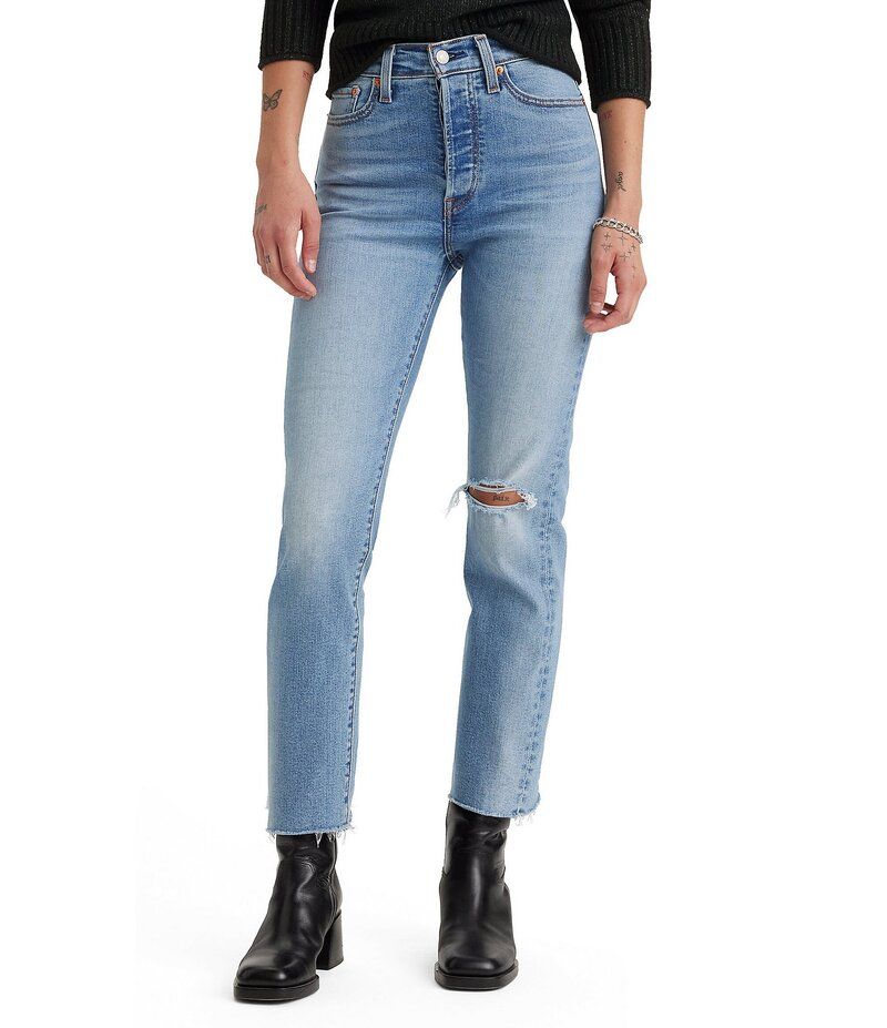 リーバイス レディース ボトムス デニムパンツ ストレート ジーンズ LevisR Wedgie High Rise Straight Leg Destructed Jeans Night Sight