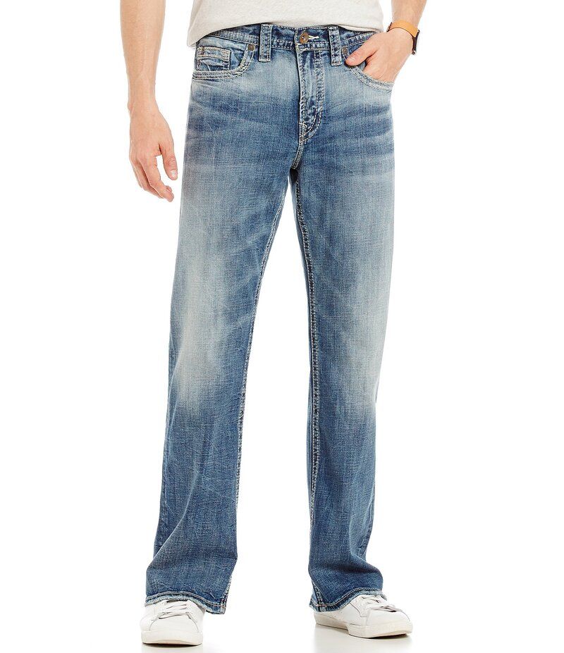 シルバー ジーンズ メンズ ボトムス デニムパンツ ブーツカット ブーツ Silver Jeans Co Craig Stretch Easy Fit Bootcut Faded Wash Jeans