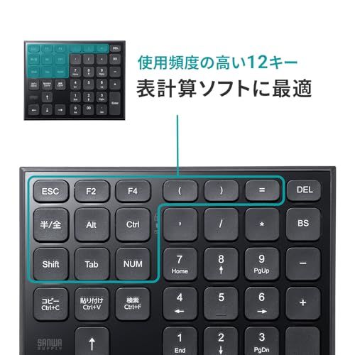 サンワサプライ 表計算ワイヤレステンキー NT-WL27BKt c9c9a398