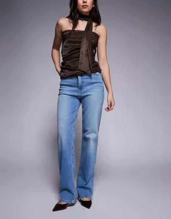 グッドアメリカン レディース ボトムス デニムパンツ ストレート ジーンズ Good American Good True high waisted straight leg frayed hem s