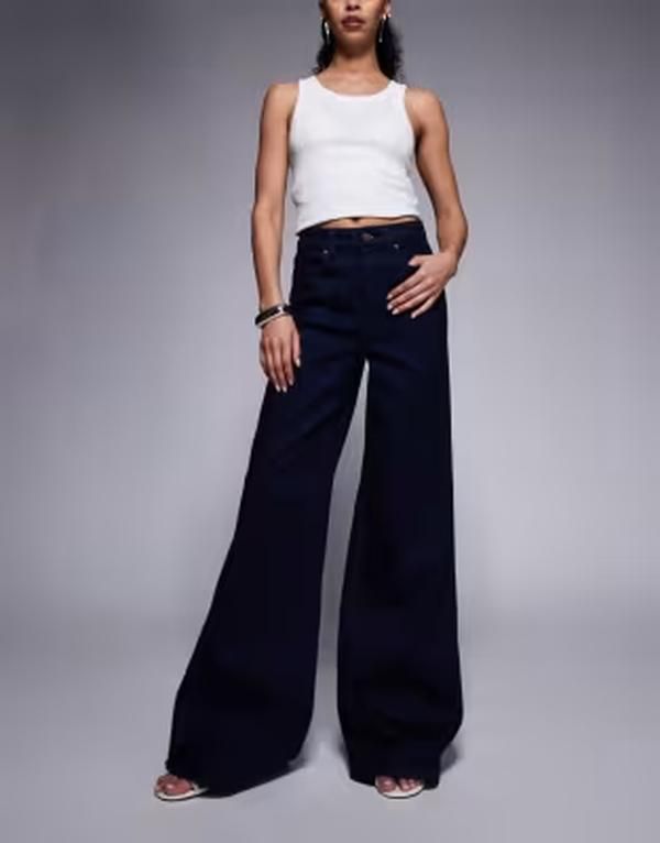 グッドアメリカン レディース ボトムス デニムパンツ ワイドレッグ ジーンズ Good American good waist high rise wide leg palazzo jeans in