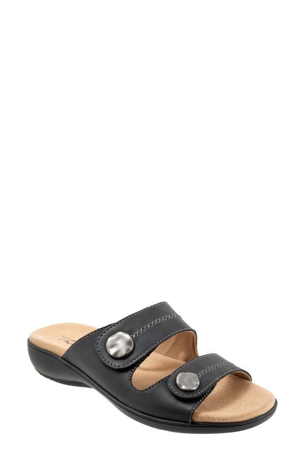 トロッターズ レディース シューズ ヒール サンダル Trotters Ruthie Stitch Slide Sandal Black ブラック