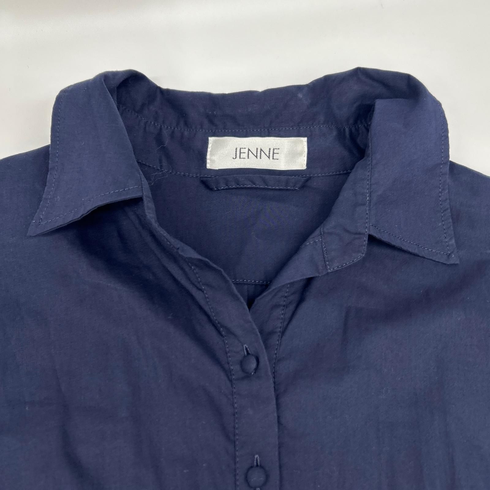 JENNE ジェンヌ ネイビー コットン ベルテッド シャツワンピース L