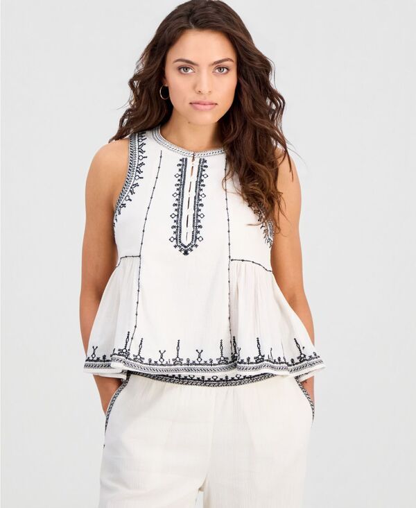 アンドノウディス レディース トップス タンクトップ 刺繍 And Now This Womens Embroidered Trim Tank Top Macys Exclusive Off Whit