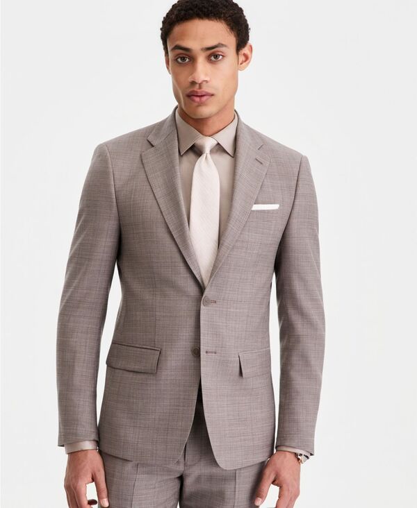 カルバンクライン メンズ アウター ジャケット・ブルゾン ウール Calvin Klein MenslimFit WoolBlend Suit Separates Jacket Light Brown