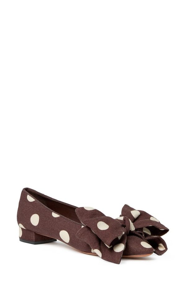 ロフラー ランダル レディース シューズ パンプス ヒール Loefflerandall Noa Bow Pointed Toe Block Heel Pump Brown Cream Polka D