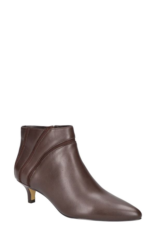 ベラヴィータ レディース シューズ ブーツ・レインブーツ ヒール Bella Vita Faraday Pointed Toe Kitten Heel Bootie Brown Leather ブラウ