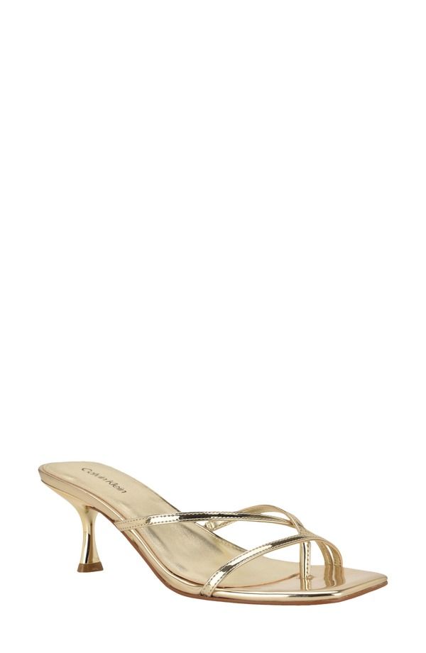 カルバンクライン レディース シューズ ヒール サンダル Calvin Klein Axella Toe Loop Sandal Gold ゴールド