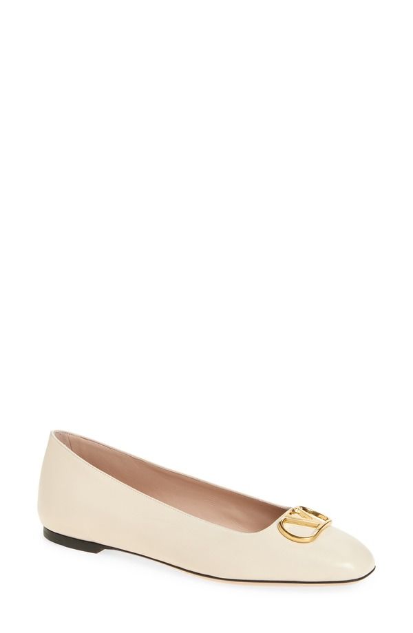 ヴァレンティノ レディース シューズ パンプス ロゴ Valentino Garavani VLOGO Ballerina Flat White ホワイト