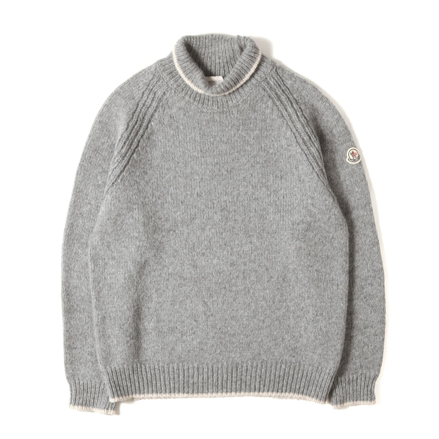【美品】MONCLER モンクレール ニット ヘザーライトグレー サイズ:L 25AW タートルネック シャギー ニット セーター CICLISTA TRICOT トップス【メンズ】【中古】