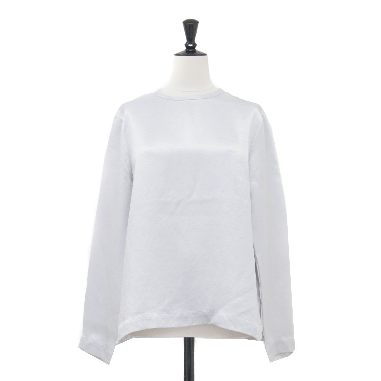 theory luxe セオリーリュクス ブラウス 38(M) 25春夏 サテン ロングスリーブブラウス Elba Satin Cali Blouse プルオーバー クルーネック スリット 日本製 トップス カットトップス【レディース】【中古】