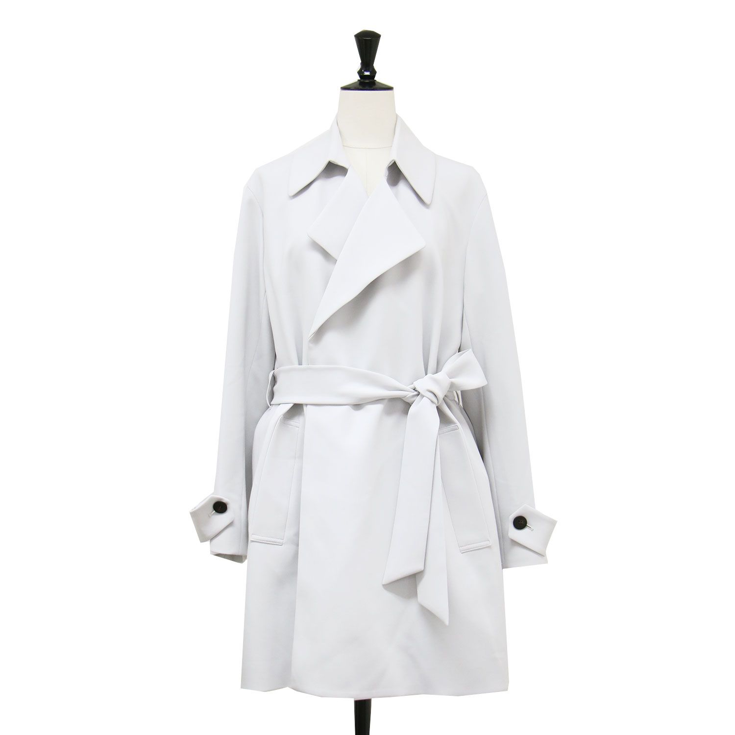theory luxe セオリーリュクス コート アイスグレー サイズ:38(M) 25春夏 ミドル トレンチコート Luve Wreni Coat ボタンレス スリット アウター ジャケット 上着【レディース】【中古】