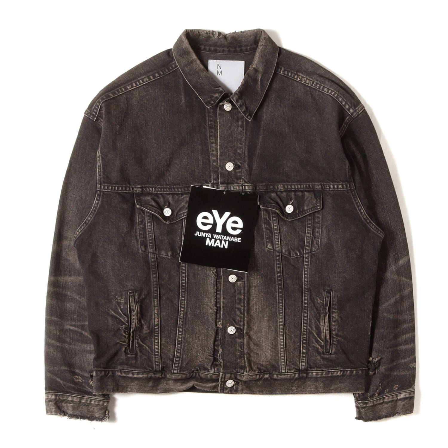 【新品】eYe JUNYA WATANABE MAN アイ ジュンヤ ワタナベ マン ジャケット ブラックインディゴ サイズ:XL 25AW New Manual ヴィンテージ加工 デニム トラッカー ジャケット アウター 上着 日本製【メンズ】