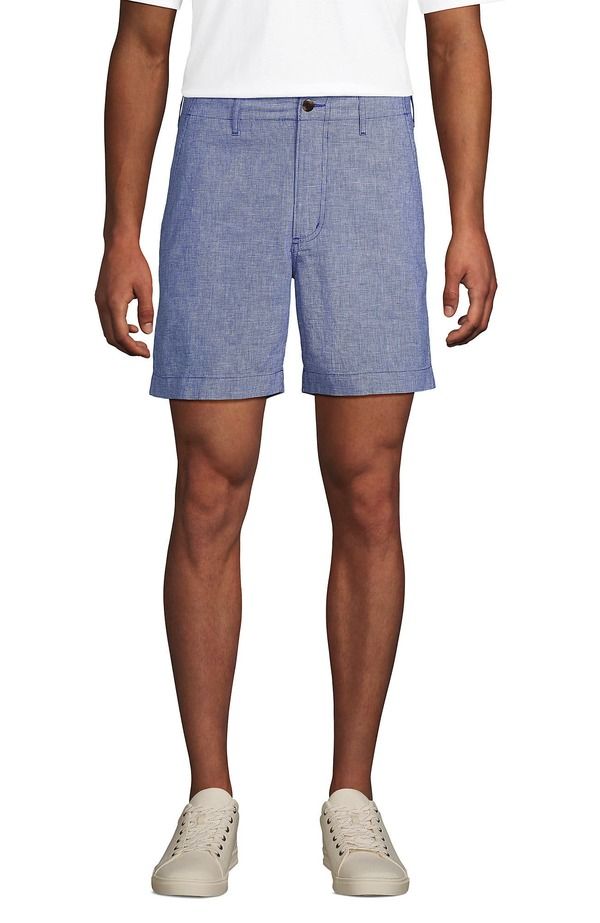 ランズエンド メンズ ボトムス ハーフパンツ・ショーツ リネン Lands End 7 Classic Fit Linen Blend Short Pale Sapphire サファイア