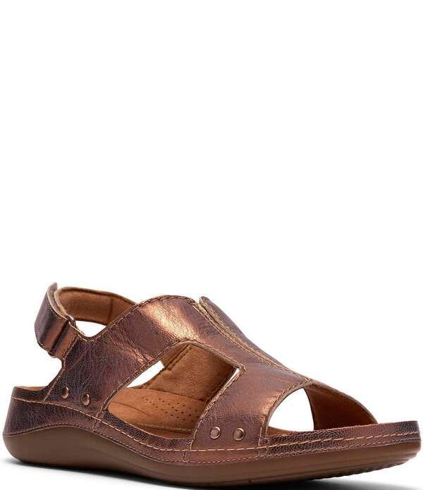 クラークス レディース シューズ サンダル トール レザー Clarks Cecily Sun Metallic Leather Slingback Sandals Platinum メタリック