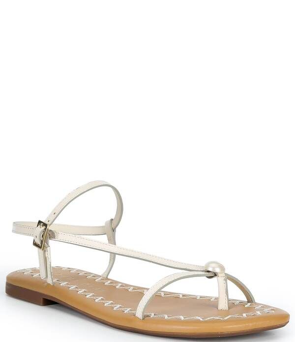 ジャンビニ レディース シューズ サンダル レザー Gianni Bini Joel Strappy Leather Pearl Ornament Flat Sandalsweet Cream クリー