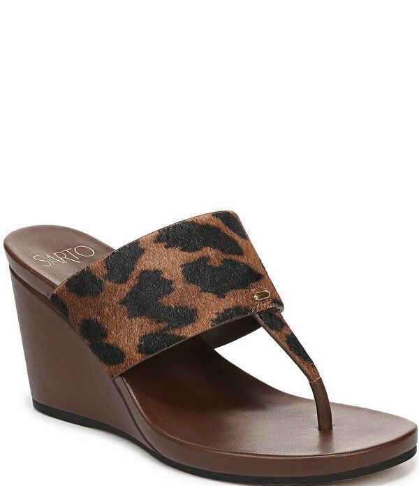 フランコサルト レディース シューズ サンダル プリント Sarto by Franco Sarto Talea Leopard Print Calf Hair Wedge Thong Slide S