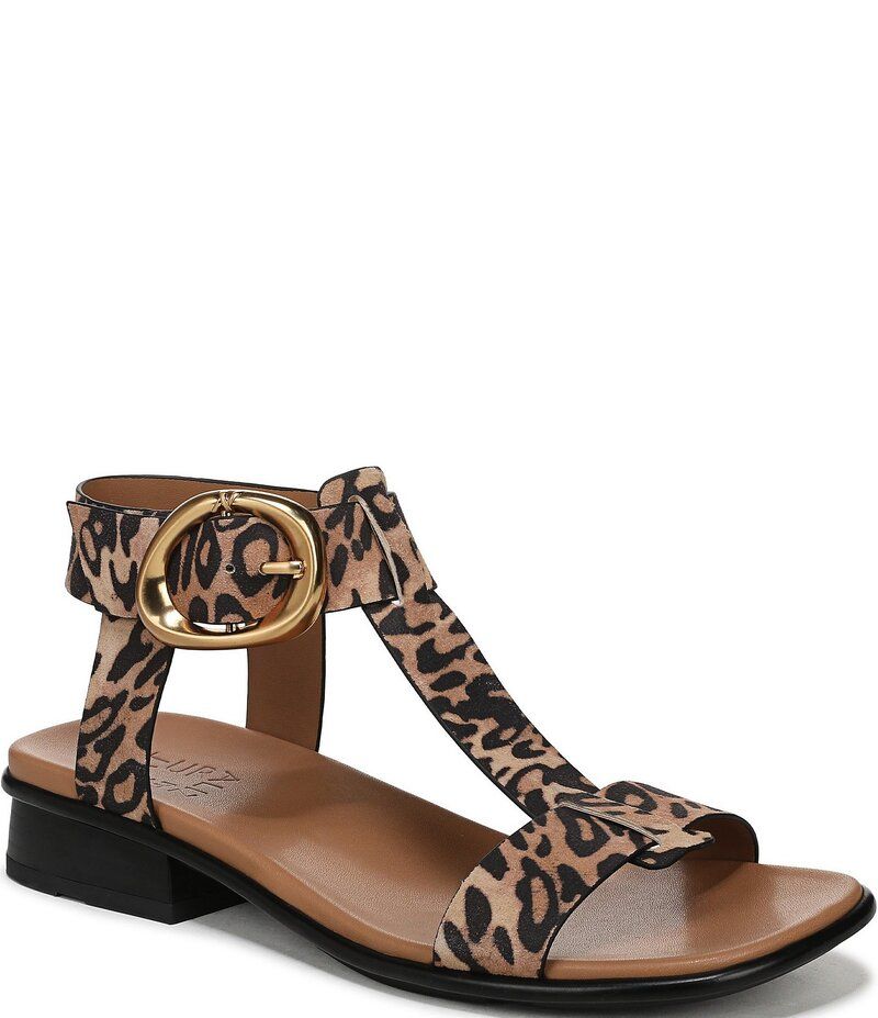 ナチュライザー レディース シューズ サンダル プリント スエード アンクル Naturalizer Brandy Leopard Print Suede Big Buckle Hardware TS