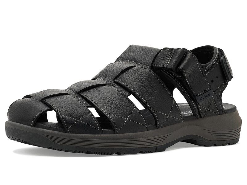 クラークス メンズ シューズ サンダル Clarks Guideview Cove Black Leather ブラック
