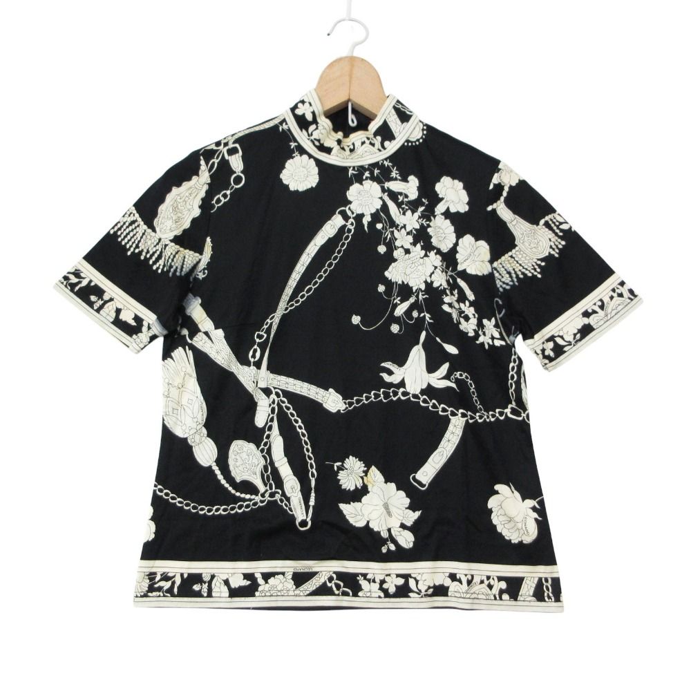 LEONARD レオナール 半袖Tシャツ フラワープリント ハイネック