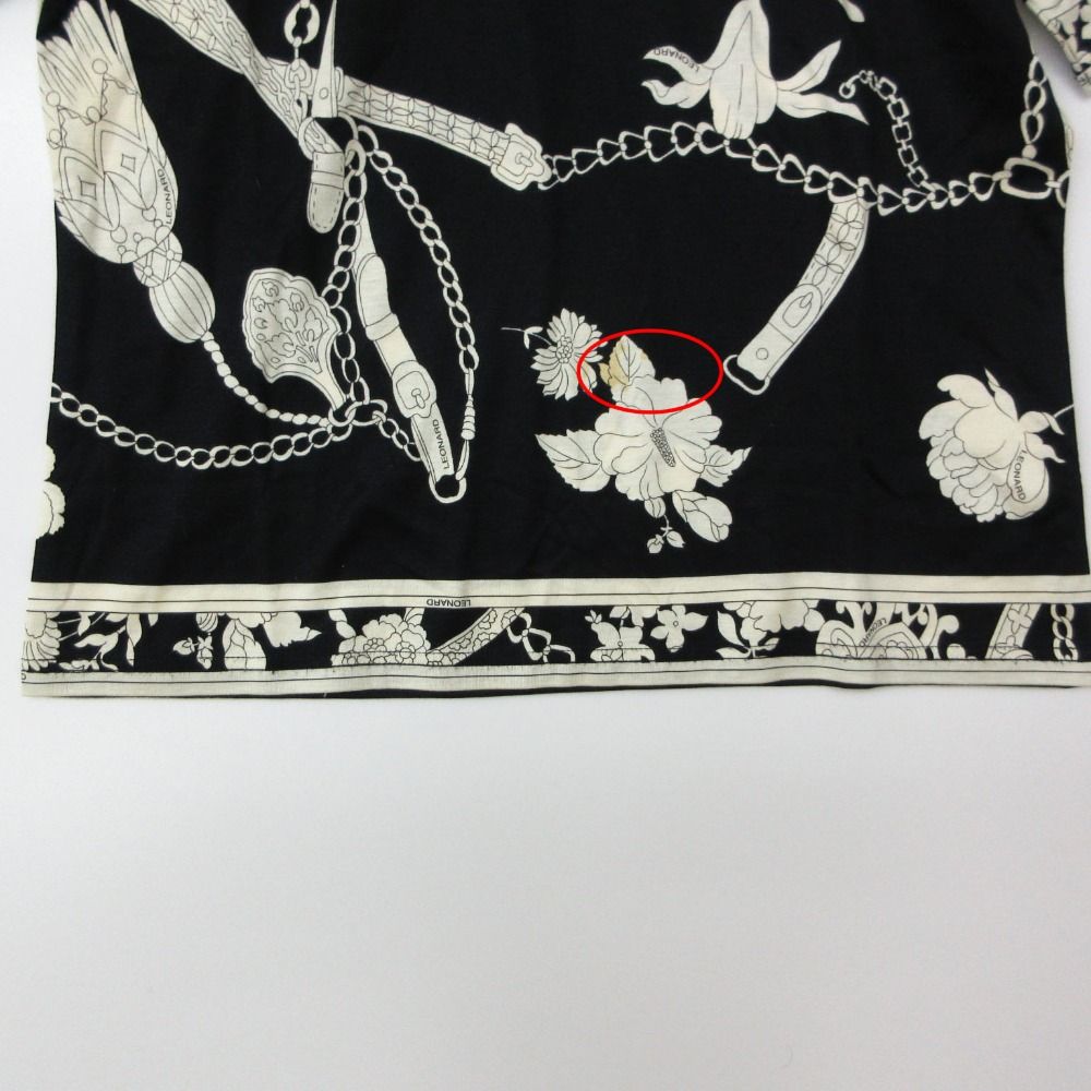 LEONARD レオナール 半袖Tシャツ フラワープリント ハイネック