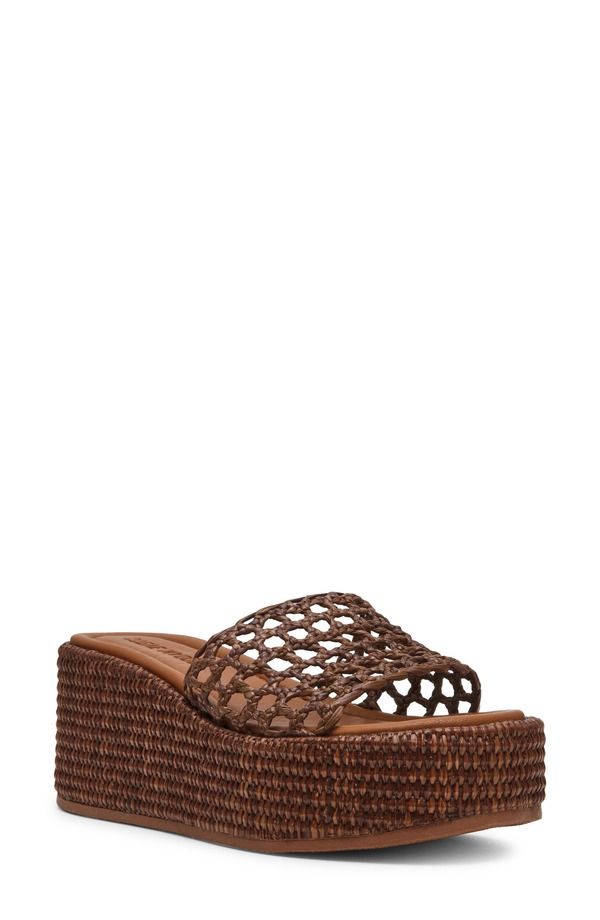 スティーブ マデン レディース シューズ ヒール プラットフォーム サンダル Steve Madden Brandy Platform Wedge Slide Sandal Brown Raffia 26,496円