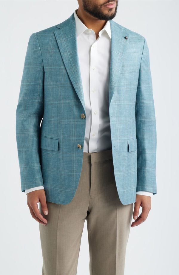 ジャックビクター メンズ アウター ジャケット・ブルゾン ウール コート Jack Victor Midland Contemporary Fiteal Plaid Slub Wool Blend S