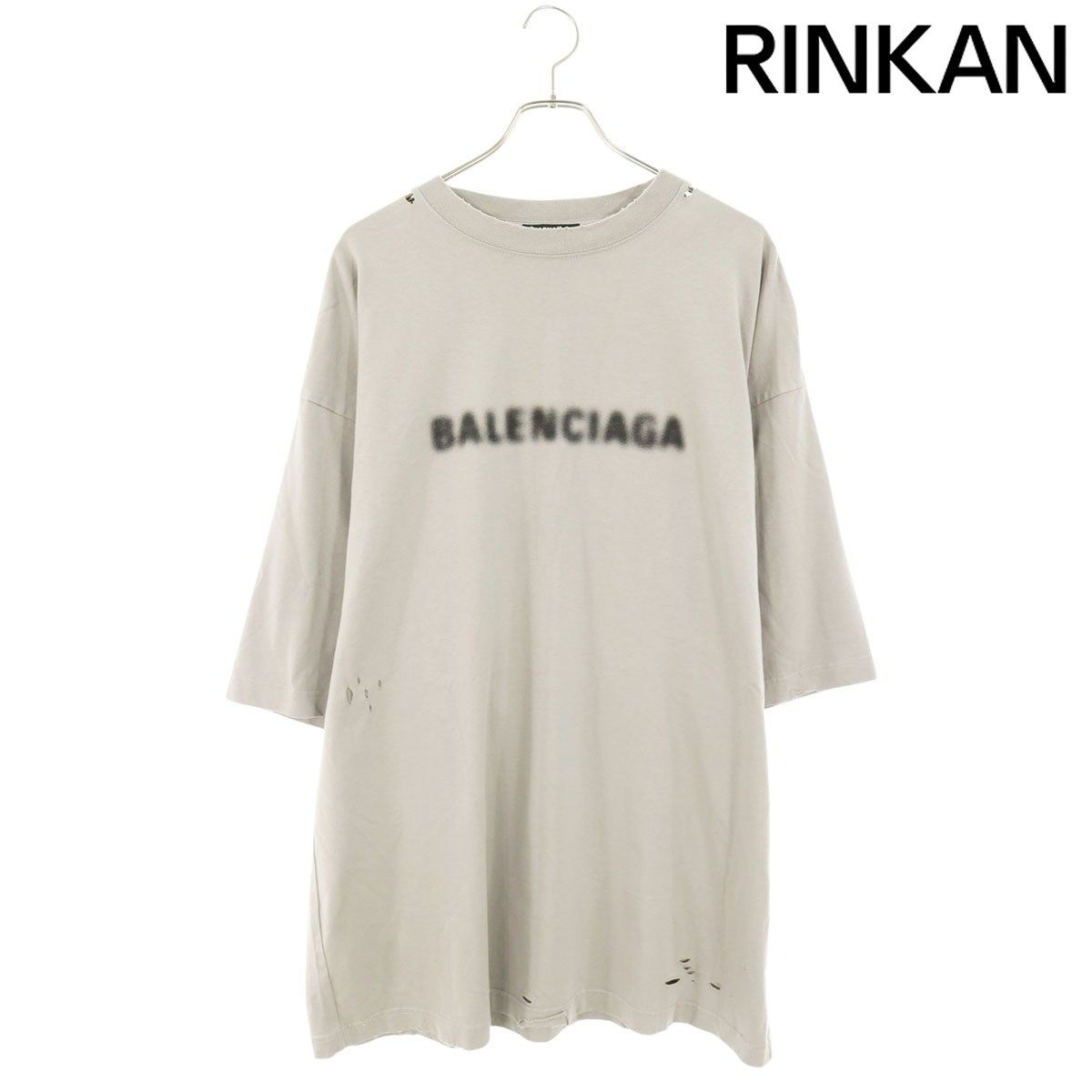 バレンシアガ 661715 TKVD5 ロゴプリントヴィンテージ加工Tシャツ メンズ XS
