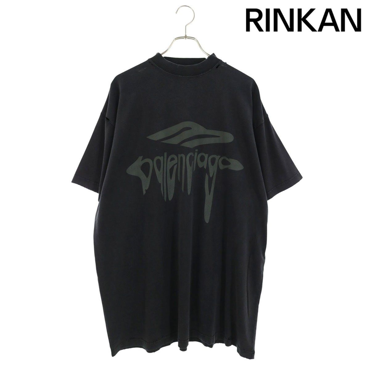 バレンシアガ 787349 TRVS8 ロゴプリントオーバーサイズTシャツ メンズ 2