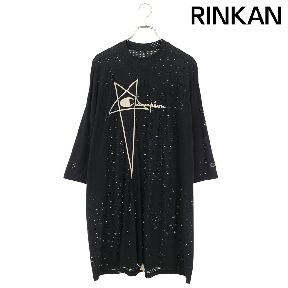 リックオウエンス ×チャンピオン Champion　 CM01B7927-CHNET ロゴ刺繍メッシュTシャツ メンズ L