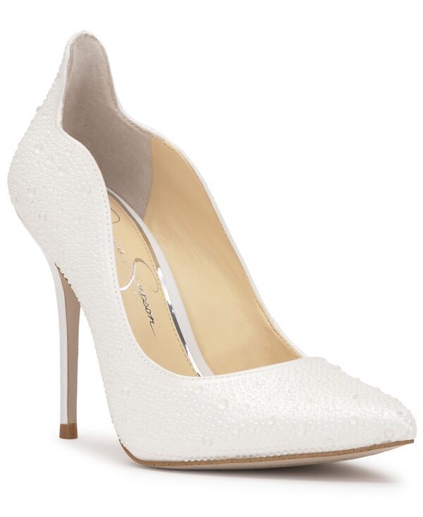ジェシカシンプソン レディース シューズ パンプス ヒール Jessica Simpson Womens Wayva Scalloped Heel Stiletto Pumps White ホワイト