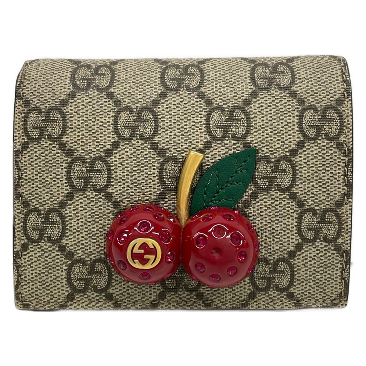 グッチ 2つ折り財布 チェリー,GGプラス・GGスプリーム,インター